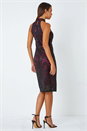 Black Lace Halter Neck Stretch Dress, Image 3 of 5