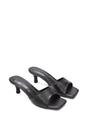 Black XY LONDON Black 'Pearl' Square Toe Stiletto Kitten Heel Mule Sandals, Image 5 of 6