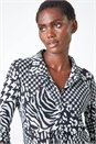 Black Mixed Print Stretch Shirt, Image 4 of 5