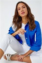 Royal Blue Stretch Pocket Detail Jacket, Image 1 of 5