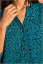 Teal Leaf Print Button Detail Shirt, Image 4 of 4