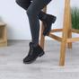 Black AJVANI Black Low Heel Lace Up Biker Worker Boots, Image 5 of 6
