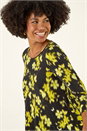Yellow Floral Print Hanky Hem Top, Image 4 of 5