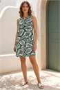 Dark Green Petite Button Shift Dress, Image 3 of 4