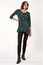 Teal Floral Print Swing Top, Image 2 of 5