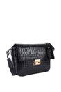 Black 'Elegance' Croc Embossed Leather Cross Body Bag, Image 3 of 5