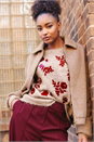 Taupe Floral Crew Neck Knit Jumper, Image 1 of 7