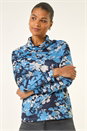 Blue Floral Print Cowl Neck Top, Image 4 of 5