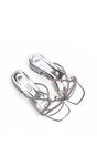 Silver XY LONDON Silver 'Olivia' Strappy Low Block Heel Diamante Sandals With Square Toe, Image 6 of 6