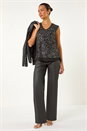 Black Sequin V-Neck Tunic Stretch Top, Image 1 of 5