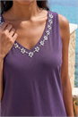 Purple Embellished V-Neck Stretch Vest Top, Image 4 of 4