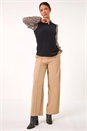 Natural  Contrast Animal Print Mesh Stretch Top, Image 2 of 5
