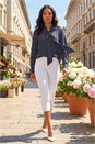 Navy  Polka Dot Tie Neck Top, Image 2 of 4