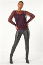 Red Abstract Print Plisse Shirred Hem Top, Image 2 of 6