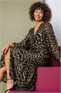 Gold Metallic Zig Zag Wrap Tiered Midi Dress, Image 5 of 5