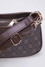 Dark Brown WOVCOR Dark Brown Patterned Adjustable Strap Mini City Shoulder Bag, Image 2 of 3
