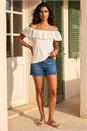 Ivory  Lace Trim Bardot Top, Image 2 of 4