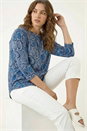 Blue Abstract Printed Raglan Top, Image 1 of 5