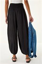 Black Ruched Waist Harem Trousers, Image 3 of 5