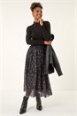 Black Printed Lace Overlay Skirt, Image 3 of 5