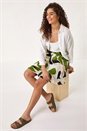 Green Leaf Print Short Skirt, Image 2 of 5