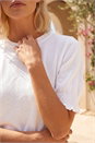 White Petite Shirred Sleeve Knit Top, Image 4 of 4