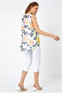 Yellow Sleeveless Floral Print Chiffon Top, Image 3 of 5