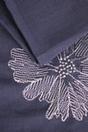 Navy Blue Embroidered Floral Lightweight Scarf, Image 3 of 3