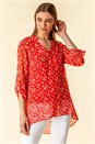 Red Frill Neck Floral Shirt and Cami Top, Image 1 of 4