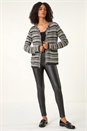 Black Linear Textured Cardigan, Image 2 of 5