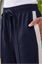 Navy  Tie Waist Bengaline Side Stripe Trouser, Image 4 of 4