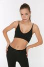 Black WOVCOR Black Plunge V-Neck Thin Strap Supportive Sports Bra, Image 1 of 3