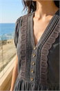Black Cotton Crochet Trim Dress, Image 4 of 4