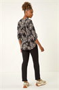 Beige Floral Puff Print Stretch Top, Image 3 of 5