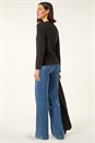 Black V-Neck Metal Trim Stretch Top, Image 3 of 5
