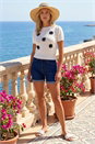 Ivory Daisy Sparkly Embroidered Knit Top, Image 1 of 4