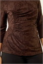Chocolate Petite Ruched Side Jacquard Top, Image 5 of 5
