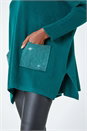 Forest  Longline Sparkle Pocket Poncho Jumper, Image 5 of 5