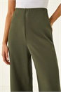 KHAKI Petite Wide Leg Crepe Stretch Trouser, Image 5 of 5