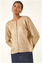 Gold Metallic Knit Cardigan, Image 1 of 5