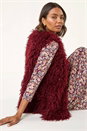 Burgundy Longline Faux Fur Gilet, Image 1 of 5