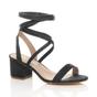 Black AJVANI Black Mid Block Heel Tie Up Sandals, Image 1 of 6