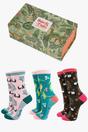 Multi Pandas Parakeets Jungle Animals Bamboo Socks Gift Box, Image 1 of 4
