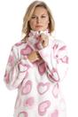 White Supersoft Heart Print Fleece Pyjama Set, Image 3 of 5