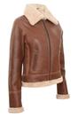 Brown Womens B3 Sheepskin Flying Jacket-Kano, Image 2 of 5