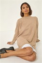 Natural  Mock Shirt Knitted Dress, Image 2 of 7