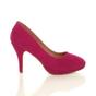 Fuchsia AJVANI Fuchsia Mid High Heel Court Shoes, Image 2 of 6