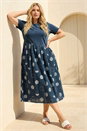 Navy  Curve Asymmetric Waist Midi Dress, Image 2 of 4