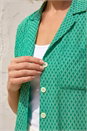 Green Petite Geometric Buttoned Blouse, Image 4 of 4