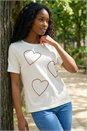 Ivory Embellished Heart T-Shirt, Image 1 of 4